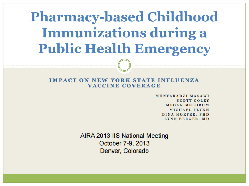 Pharmacy-based Childhood Immunizations During a Public Health Emergency