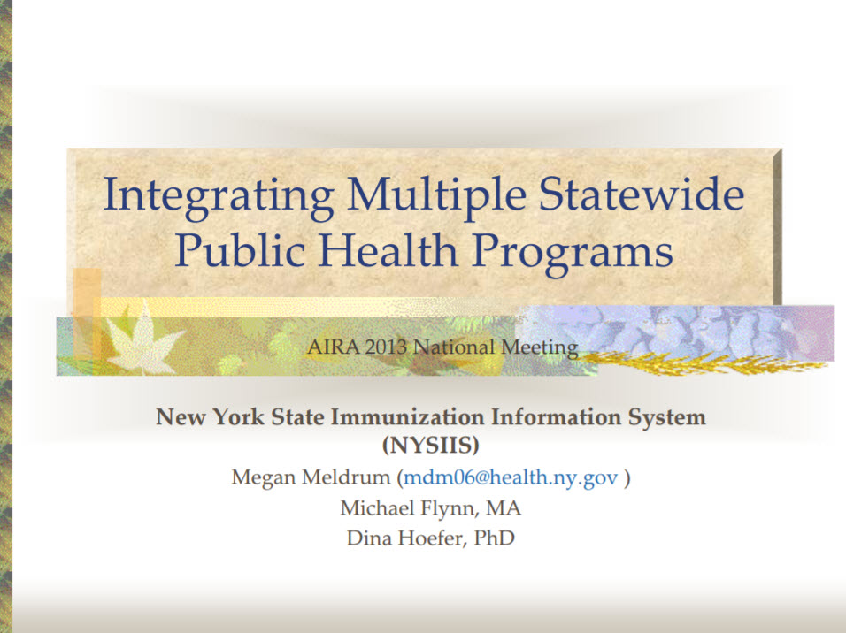 Integrating Multiple Statewide Public Health Programs