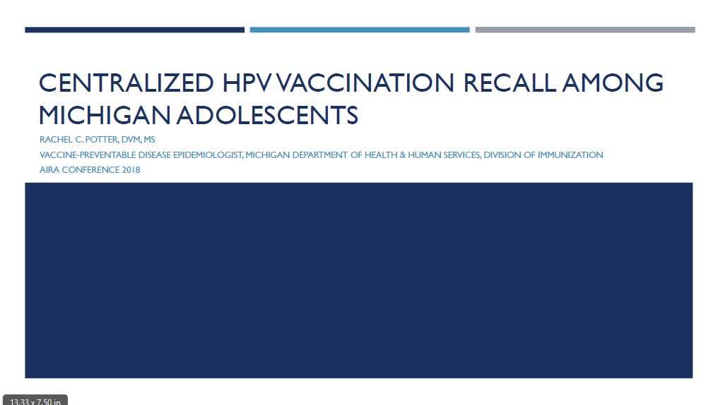 Centralized HPV Vaccination Recall Among Michigan Adolescents