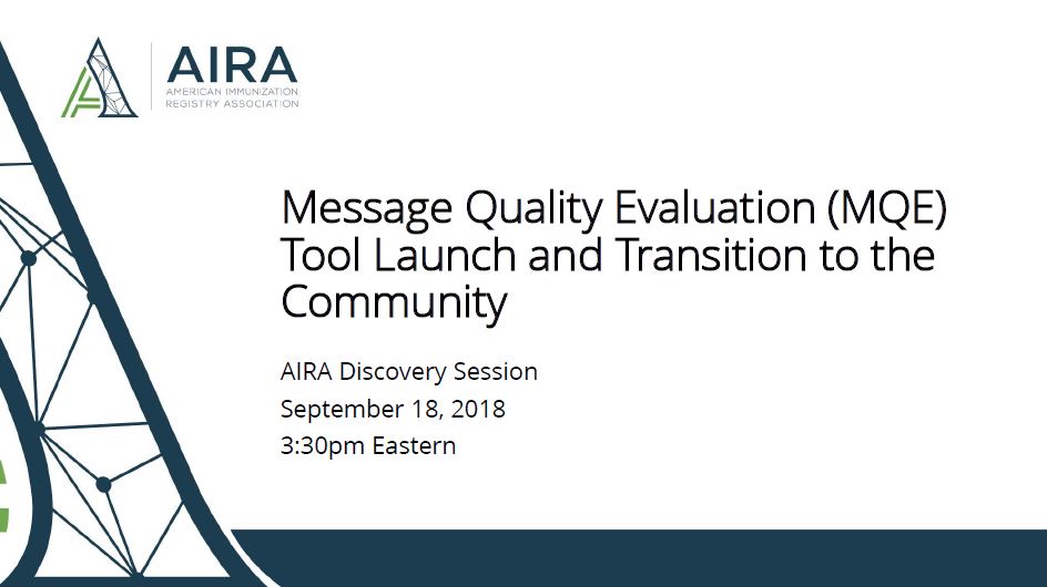 AIRA Discovery Session: Message Quality Evaluation Tool Launch and Transition to the Community