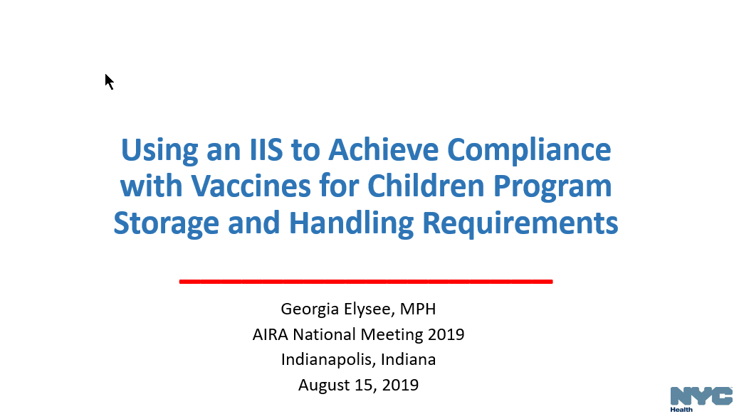 Using an IIS to Achieve Compliance with VFC Storage and Handling Requirements