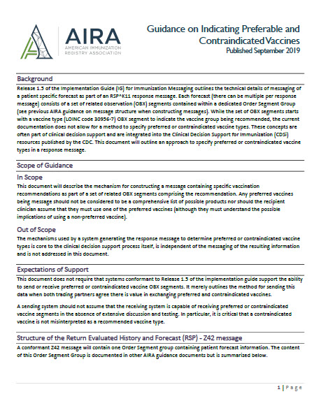 Guidance on Indicating Preferable and Contraindicated Vaccines