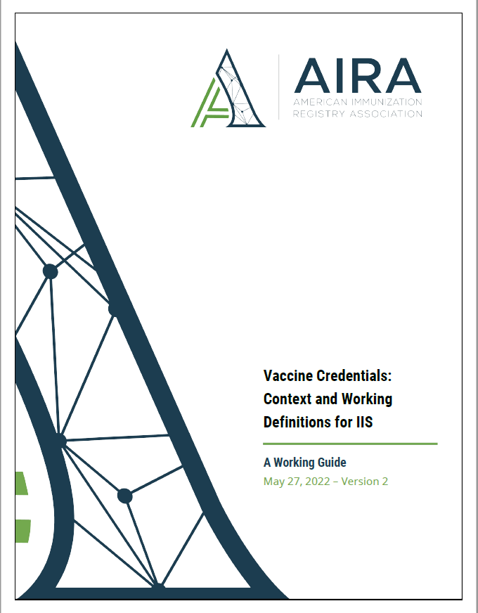 Vaccine Credentials: Context and Working Definitions for IIS