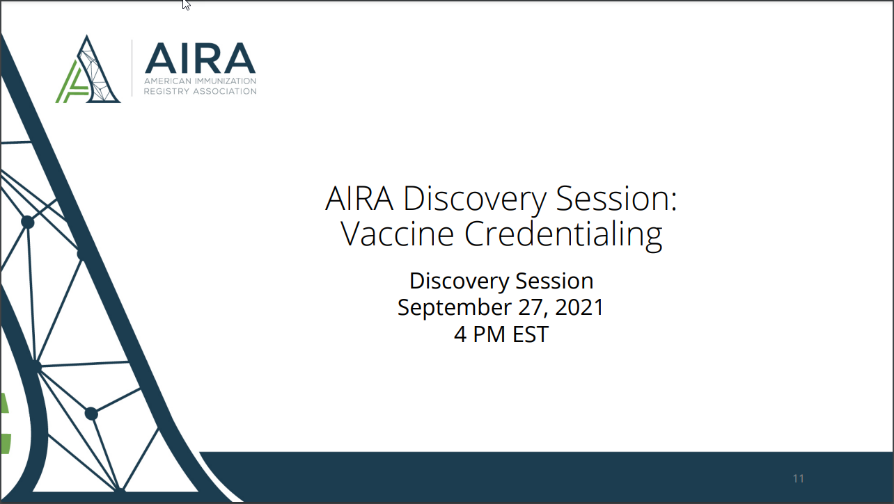 An Intro to Vaccine Credentialing: Noam Arzt, Excerpt from 9.27.2021 AIRA Discovery Session