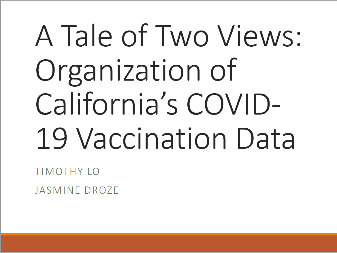 A Tale of Two Views: Organization of California's COVID-19 Vaccination Data